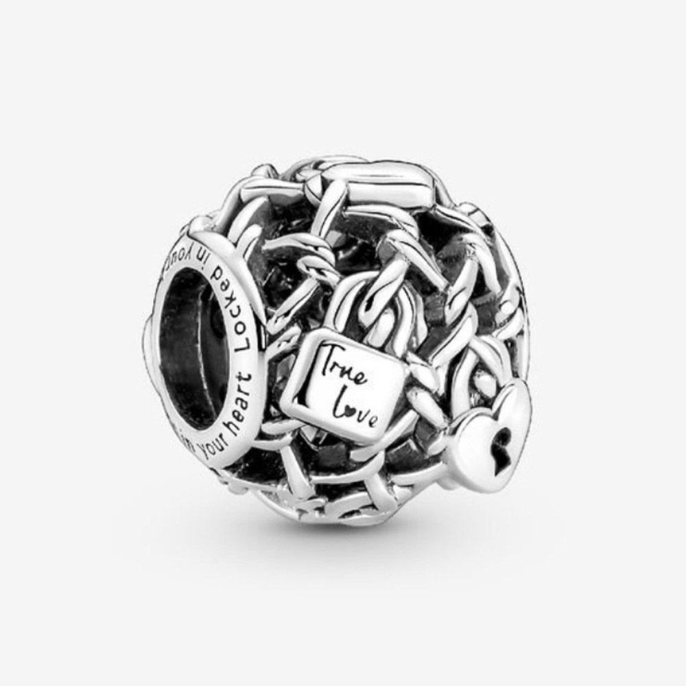 NWOT Openwork Chain Link Padlock Charm Sterling Silver 925